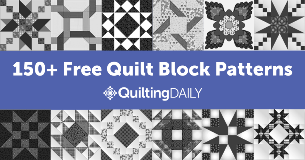 150 free quilt block patterns header image with an array of quilt blocks