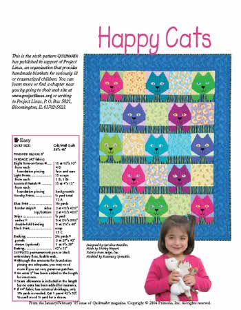 Cats Quilt Applique Pattern Workshop Easy PDF Pattern for