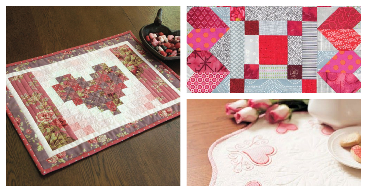 Country Primitive Patchwork Pattern LOVE & HEART Square Plate Valentines 