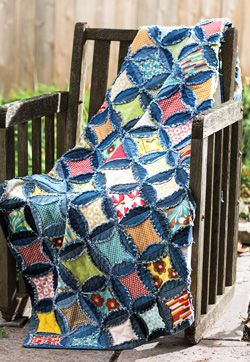 blue jean cathedral window quilt