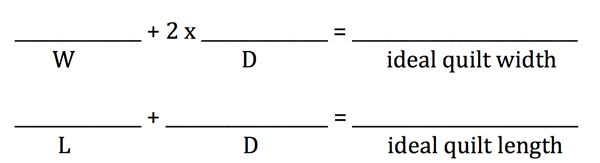 Formula for determining approximate standard quilt sizes for beds!