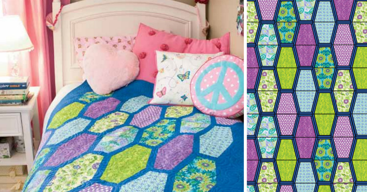 tween-tumbler-free-bright-modern-honeycomb-twin-bed-quilt-pattern-quilting-daily