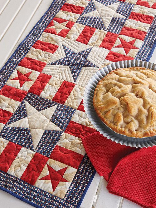 red white and blue table runner pattern